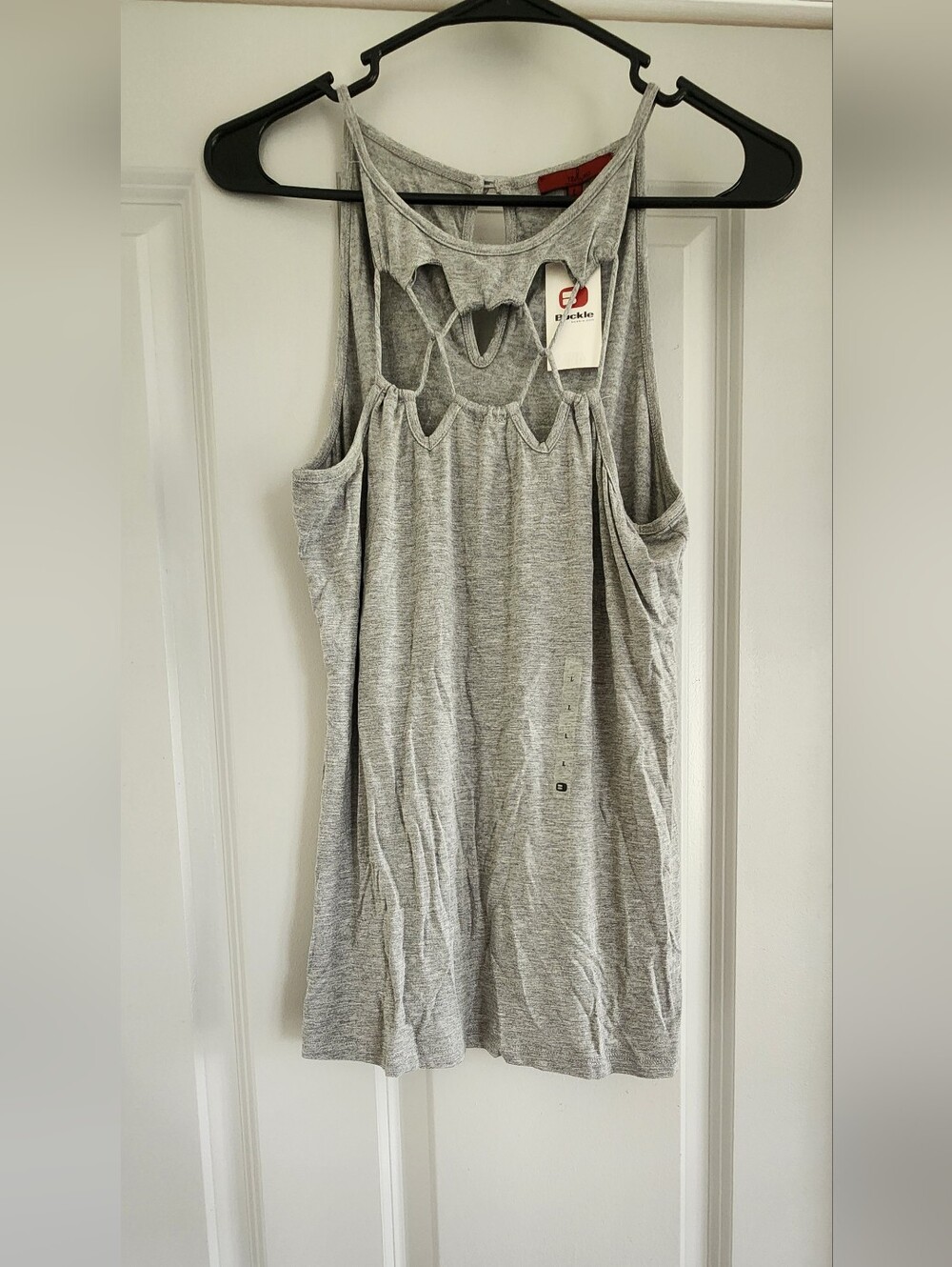 Buckle Gray Cutout Racerback Tank Top
